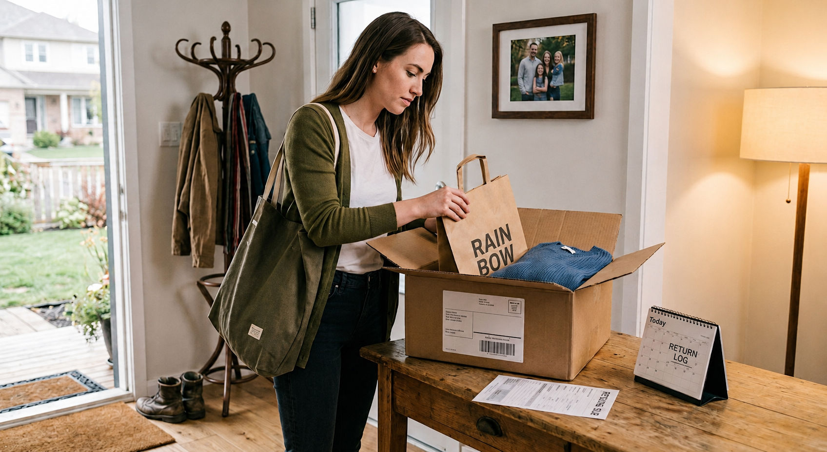 Customer opening an online order at home